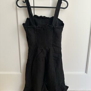 & Other Stories Black Linen Ruffle Dress